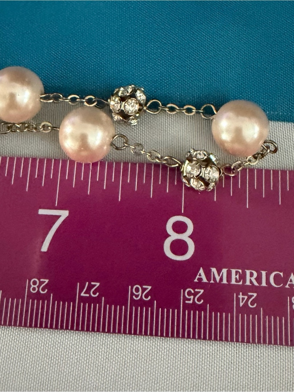 Classic Pink Pearl and Crystal Chain Necklace - Unbranded - Picture 4 of 4